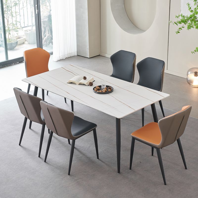 Metal Industrial Rectangle Dining Table Sintered Stone Table with Black Legs Clearhalo ' dining_table' 'Dining Tables & Seating' 'Dining Tables' 'furn' 'furn_dining_table' 'Furniture' 'furniture_dining_table' 'Kitchen & Dining Furniture' 'kitchen&dining_furn' 'kitchen' 'kitchen_dining_table' 1200x1200_d98964f0-3c49-439b-9004-d12532ce47ef