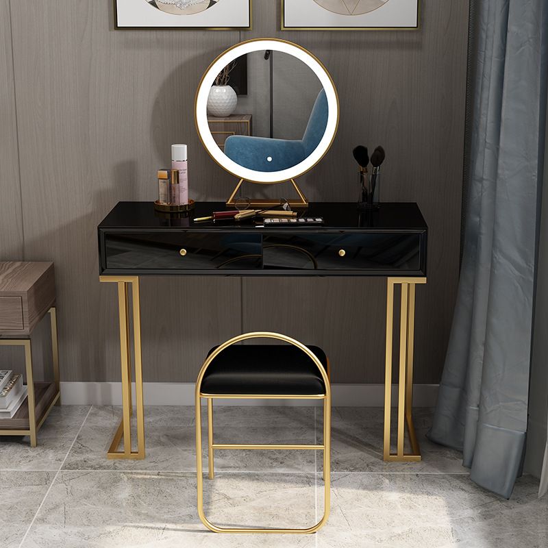 Two pezzi lussuoso set di vanità in legno set nero/bianco con sgabello