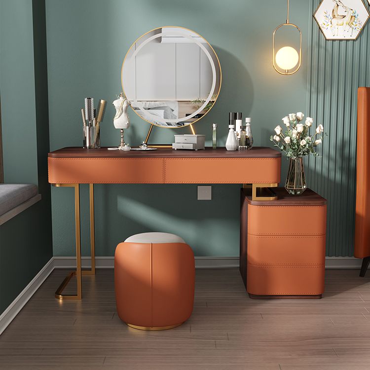 Tavolo da toeletta da 5,72 "tavolo da toeletta in legno a 5 cassetti con base d'oro