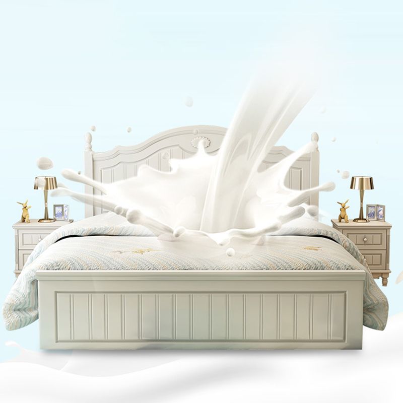 French Country Panel Bed Wood White Bed Frame with Arched Headboard Clearhalo 'Bedroom Furniture' 'Beds' 'furn' 'furn_beds' 'Furniture' 1200x1200_d98f261a-ace4-4bdc-8e7f-8cb50393d82c