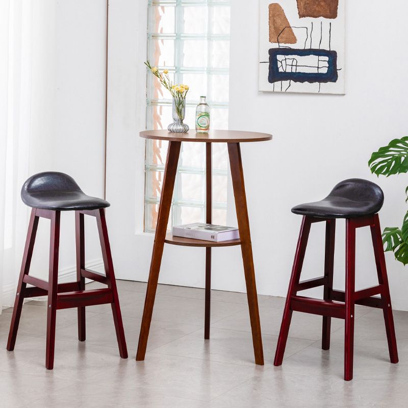 Simple Style Round Bar Table Wood Top Pub Table for Coffee Shop Clearhalo 'Bar Furniture' 'Bar Tables' 'bar_tables' 'furn' 'furn_bar_tables' 'Furniture' 'furniture_bar_tables' 'Kitchen & Dining Furniture' 1200x1200_d990fbb0-9aac-4897-b39a-cabbccbb57a3