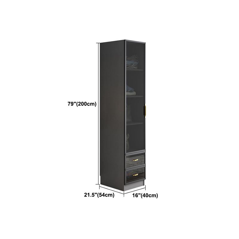 Contemporary Style Glass Wardrobe Grey Colour Wardrobe Closet Clearhalo 'Armoires & Wardrobes' 'armoires_wardrobes' 'Bedroom Furniture' 'furn' 'furn_armoires_wardrobes' 'Furniture' 1200x1200_d99346b4-0277-455f-8f2e-151d7f953119