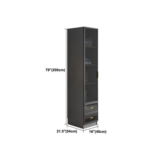 Contemporary Style Glass Wardrobe Grey Colour Wardrobe Closet Clearhalo 'Armoires & Wardrobes' 'armoires_wardrobes' 'Bedroom Furniture' 'furn' 'furn_armoires_wardrobes' 'Furniture' 1200x1200_d99346b4-0277-455f-8f2e-151d7f953119