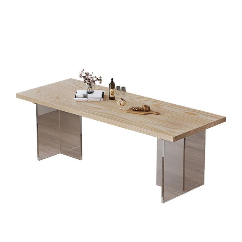 Mesa de comedor de madera sólida Mesa de comedor de lujo tradicional con base de pedestal doble