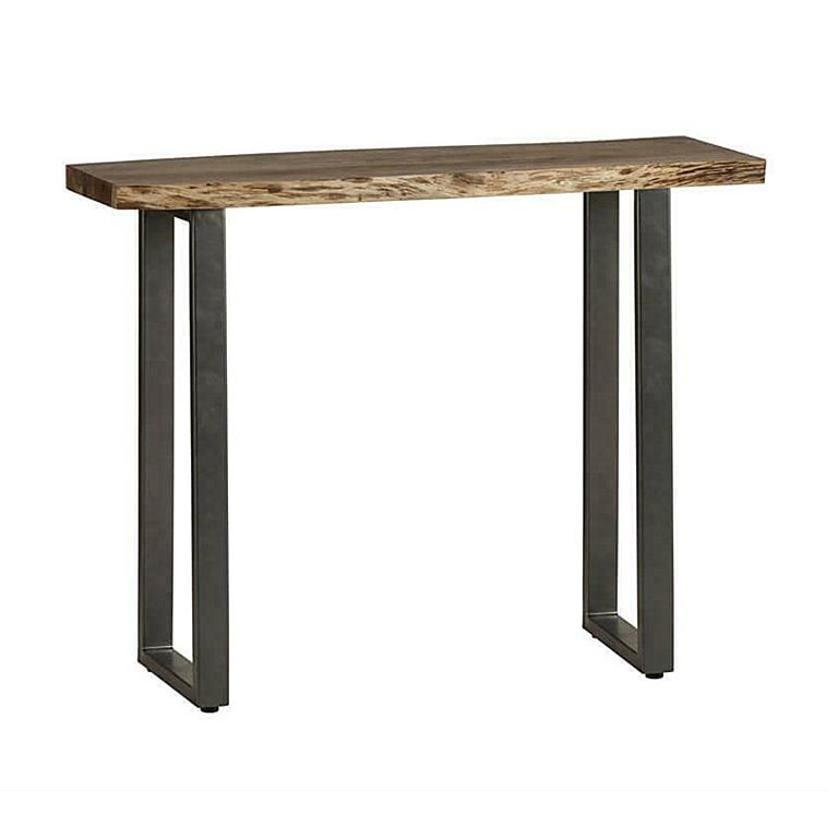 Tavolo di divano in legno massiccio tavolo da console moderna di metà secolo con gambe in slitta in marrone