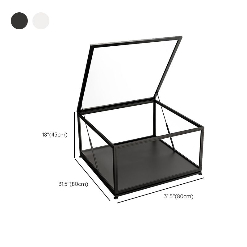 Glass Top Coffee Cocktail Table Block/4 Legs Contemporary Trunk Storage Clearhalo 'Coffee & Accent Tables' 'Coffee Tables' 'coffee_tables' 'furn' 'furn_coffee_tables' 'Furniture' 'Living Room Furniture' 1200x1200_d9941fe1-f199-4fa8-a426-ae0f04f0a332