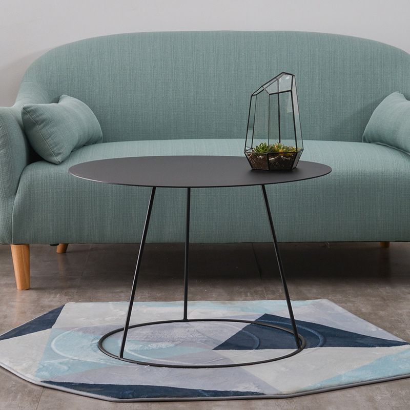 Mid-Century Modern Iron Coffee Table Set Black Finish Round Cocktail Table Clearhalo 'Coffee & Accent Tables' 'Coffee Tables' 'coffee_tables' 'furn' 'furn_coffee_tables' 'Furniture' 'Living Room Furniture' 1200x1200_d9960650-8fb8-4d17-950e-db3565131718