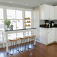 Modern Armless Backless Counter Stool Iron Bar Stool with Wooden Seat for Bar