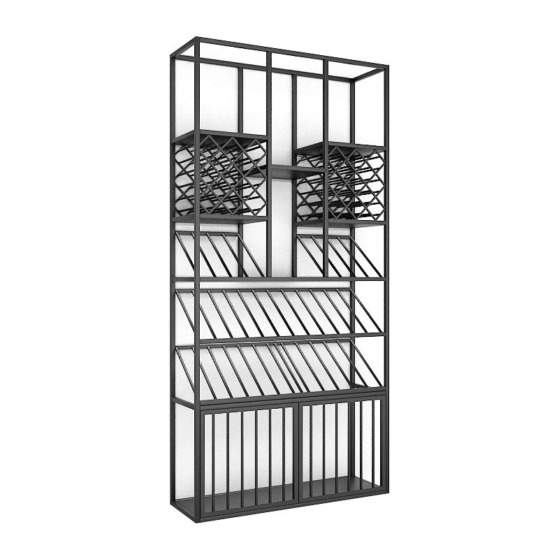 ワイナリー用の豪華なアイアンワインボトルホルダーLEDストリップフロアボトルラック