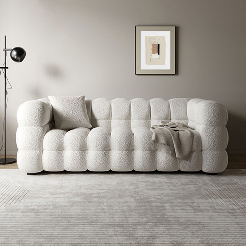 Sofa with Pillow Back with Wool/imitation Leather Beige Cushions Clearhalo 'furn' 'furn_sofas' 'Furniture' 'furniture_sofas' 'kitchen' 'kitchen_sofas' 'Living Room Furniture' 'Sofa' 'sofas' 1200x1200_d9a359c0-6324-4368-858e-b3ba18b72636