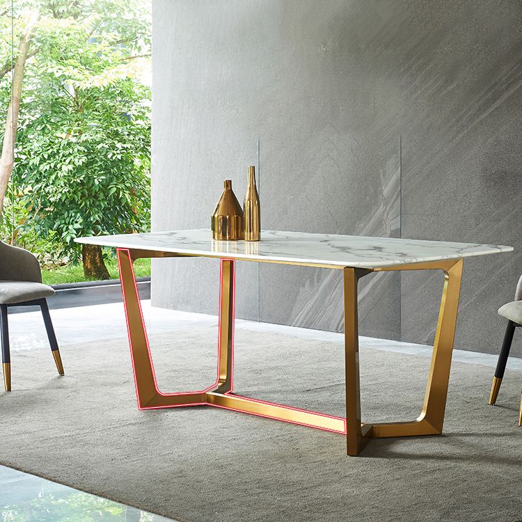 Ensemble de table à manger en marbre 1/2/7 PCS Table à manger rectangulaire avec chaises de bras