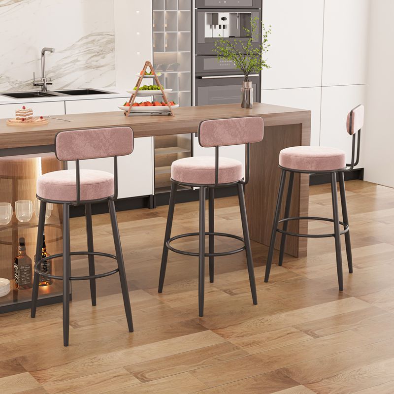 Modern Armless Backrest Counter Stool Iron Dessert Shop Bar Stool with Cushion and Pedal Clearhalo 'Bar Furniture' 'Bar Stools' 'bar_stools' 'furn' 'furn_bar_stools' 'Furniture' 'furniture_bar_stools' 'Kitchen & Dining Furniture' 1200x1200_d9a4e5a6-0686-443b-9162-5d392245ca3b