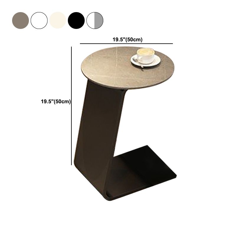 Modern Metal Abstract End Table Round Slate Top Side End Table