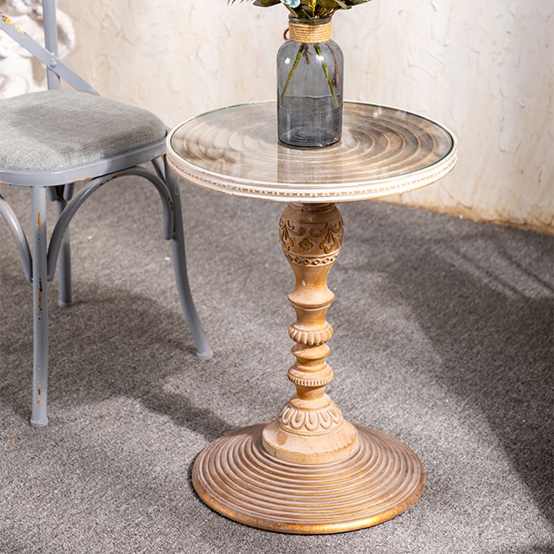 フランスのカントリー台座端テーブルソリッドウッドアンティークブラウン/ホワイトサイドテーブル