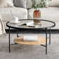 Contemporary 4 Legs Glass Top with Storage Shelf Round Single Coffee Table Clearhalo 'Coffee & Accent Tables' 'Coffee Tables' 'coffee_tables' 'furn' 'furn_coffee_tables' 'Furniture' 'Living Room Furniture' 1200x1200_d9a7db4f-a791-4659-be45-3eca4095222a