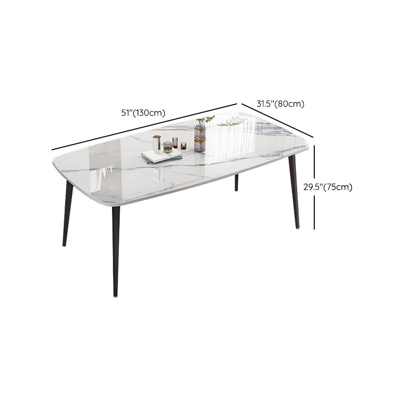 Modern Stone Rectangle Dining Table 4 Metal Legs for Dining Room Clearhalo 'Dining Tables & Seating' 'Dining Tables' 'dining_table' 'furn' 'furn_dining_table' 'Furniture' 'Kitchen & Dining Furniture' 1200x1200_d9abcfda-1861-43ee-8a5d-e84923436131