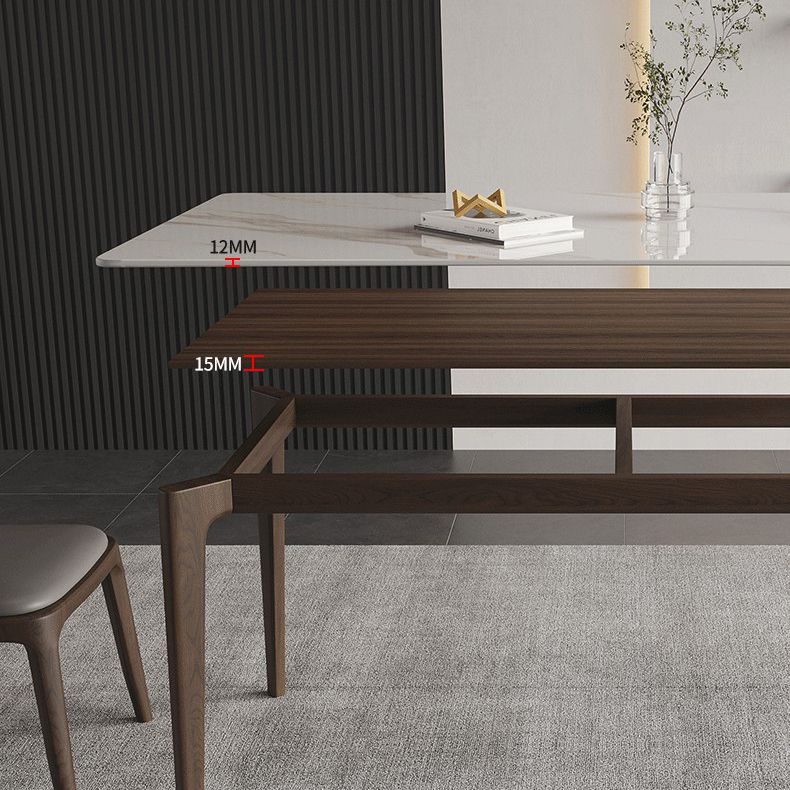 4 Legs Wood Dining Table Mid-century Modern Style Rectangle White Stone Top Dining Table Clearhalo 'Dining Tables & Seating' 'Dining Tables' 'dining_table' 'furn' 'furn_dining_table' 'Furniture' 'Kitchen & Dining Furniture' 1200x1200_d9acf1ec-3da1-4658-a8f3-1342dbeaa216