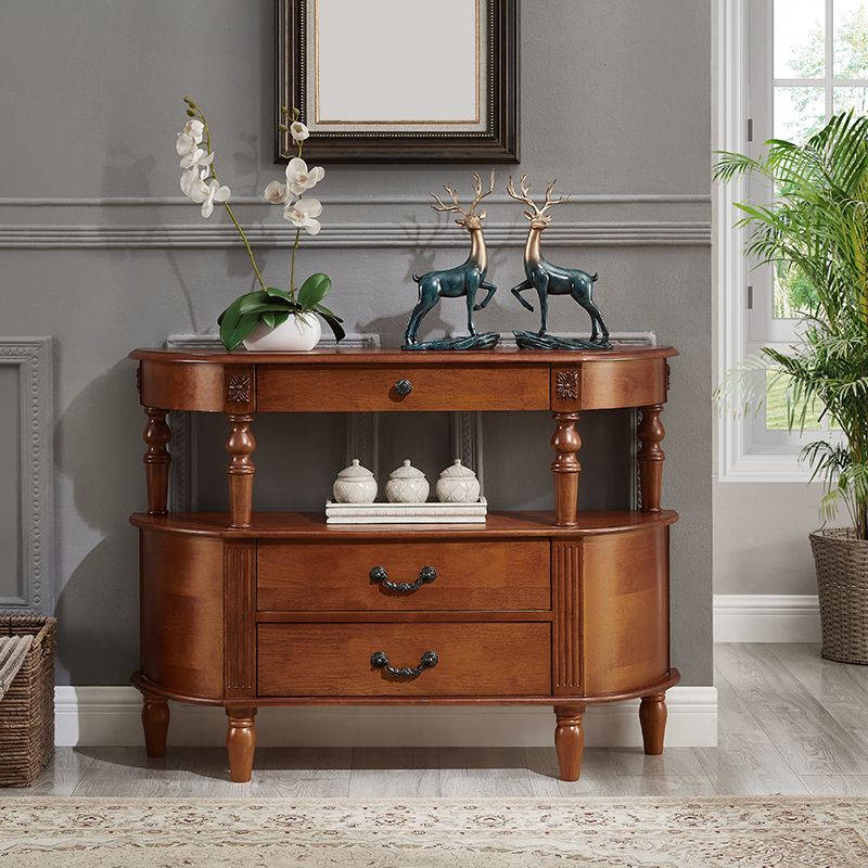 Mid Century Modern Wood Console Table Half Moon Console Accent Table for Hall