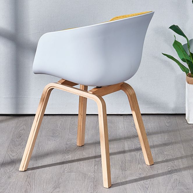 Modern White Solid Back Dining Arm Chair Wood Kitchen Dining Arm Chair Clearhalo ' kitchen&dining_furn' 'Dining Chairs' 'Dining Tables & Seating' 'dining_chair' 'furn' 'furn_dining_chair' 'Furniture' 'furniture_dining_chair' 'Kitchen & Dining Furniture' 'kitchen' 1200x1200_d9b3de2c-9374-4791-89cc-aed2693d9d5a