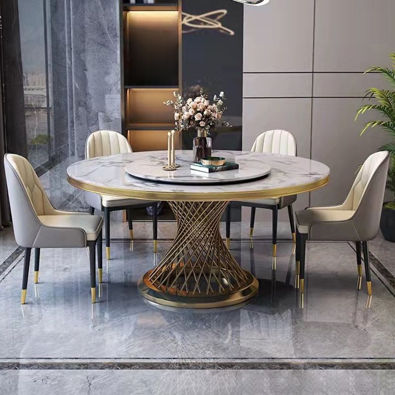 Modern Round Dining Table Steel Base Pedestal Table for Home Kitchen Clearhalo 'Dining Tables & Seating' 'Dining Tables' 'dining_table' 'furn' 'furn_dining_table' 'Furniture' 'Kitchen & Dining Furniture' 1200x1200_d9b4b12c-68e4-4c6c-b5a3-a17e6d60542b