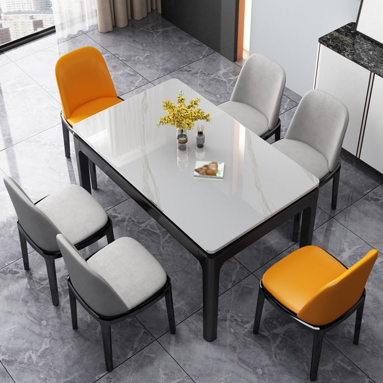 Contemporary Style Sintered Stone Dining Table 4 Legs Wood Base Rectangle Table for Home Clearhalo ' dining_table' 'Dining Tables & Seating' 'Dining Tables' 'furn' 'furn_dining_table' 'Furniture' 'furniture_dining_table' 'Kitchen & Dining Furniture' 'kitchen&dining_furn' 'kitchen' 'kitchen_dining_table' 1200x1200_d9b5d858-8c58-47f5-bac2-cce3744b7c8a