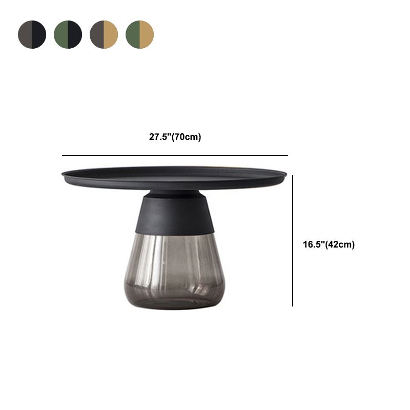 Mid-century Modern Style Round Metal Table with Glass Bottom Coffee Table