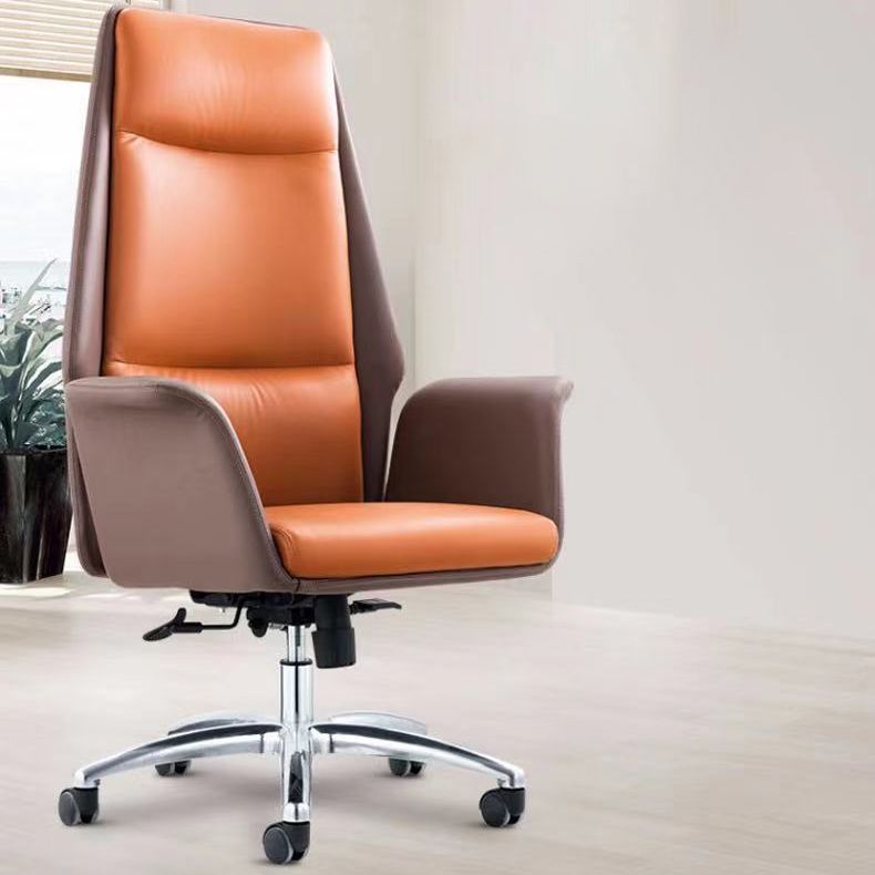 Contemporary Faux Leather Adjustable Chair Conference Swivel Chair Clearhalo 'furn' 'furn_office_chair' 'Furniture' 'Office Chairs' 'Office Furniture' 'office_chair' 1200x1200_d9b5df18-4440-44f9-ada0-037a676c8612