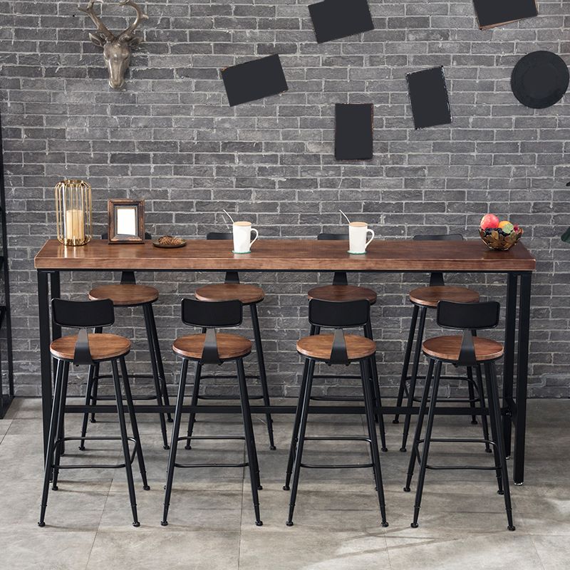 Mesa rectangular con altura de barra, mesa de pub tipo bistró con tapa de madera y base negra
