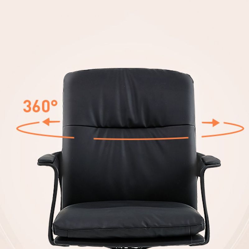Black Modern Leather Office Chair Adjustable Seat Height Fixed Arms with Wheels Clearhalo 'furn' 'furn_office_chair' 'Furniture' 'Office Chairs' 'Office Furniture' 'office_chair' 1200x1200_d9b7aaec-62b4-4e38-b0cd-d540a924ac0c