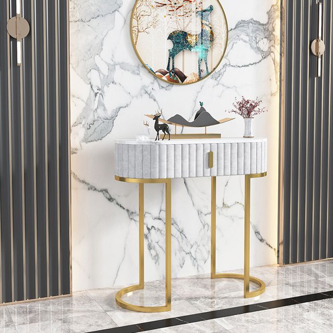 Glam Oval Console Akzenttisch Antikes Finish -Sofa -Konsolentisch in Marmor