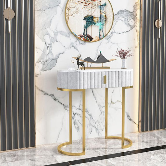 Tavolo accento console ovale glam tavolo di divano di divano finitura in marmo