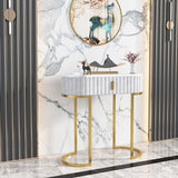 Glam Oval Console Akzenttisch Antikes Finish -Sofa -Konsolentisch in Marmor