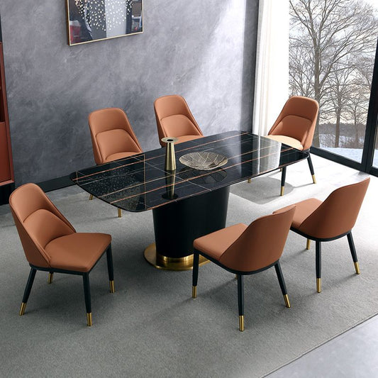 Glam Upholstered Dining Chairs Faux Leather Kitchen Dining Chair in Orange Clearhalo 'Dining Chairs' 'Dining Tables & Seating' 'dining_chair' 'furn' 'furn_dining_chair' 'Furniture' 'Kitchen & Dining Furniture' 1200x1200_d9bad4d9-153f-43cd-9e36-6ea28ce3edf9