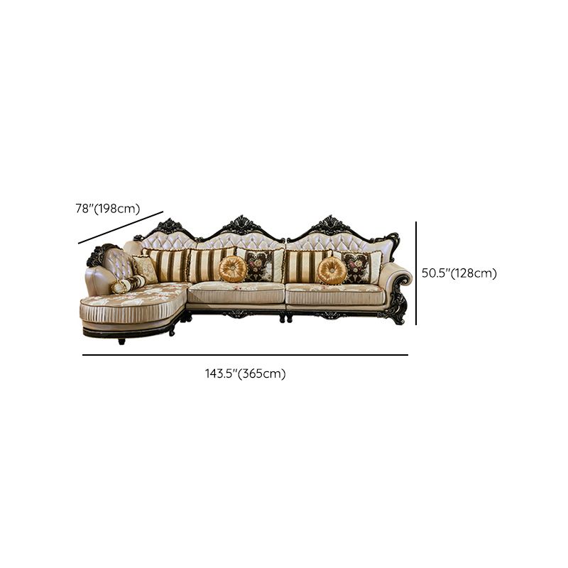 Traditional Slipcovered Cushions Sectionals & Chaise Tufted Rolled Arm Sectional Sofa