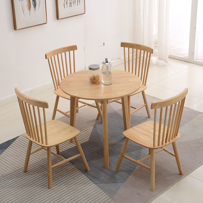 Modern Rubber Wood Dinette Set 1/2/4/5/7 Pieces Round Beige Dining Table Set Clearhalo 'Dining Room Sets' 'Dining Tables & Seating' 'dining_room_set' 'furn' 'furn_dining_room_set' 'Furniture' 'furniture_dining_room_set' 'Kitchen & Dining Furniture' 1200x1200_d9c0ed46-0ecc-40fd-ade7-620c8c79f11b