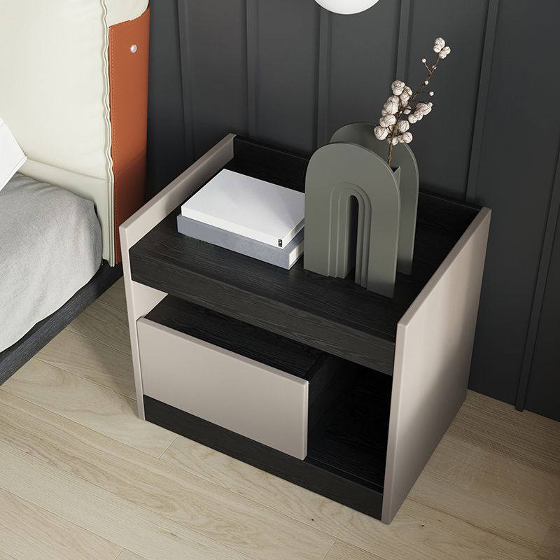Contemporary Night Table Faux Wood Bedside Cabinet with Drawer Clearhalo 'Bedroom Furniture' 'furn' 'furn_night_stand' 'Furniture' 'night_stand' 'Nightstands' 1200x1200_d9c11bc3-7d40-45cd-b0f2-f04882e8cde8