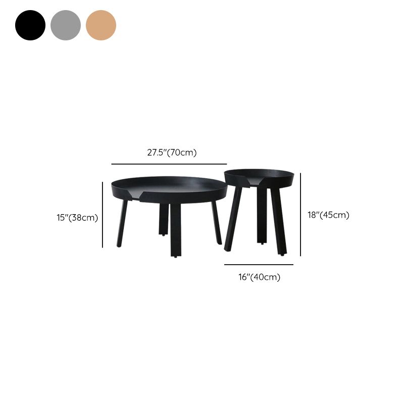 Solid Wood Tray Top End Table 3/4 Legs 2 Pieces Side Table Set