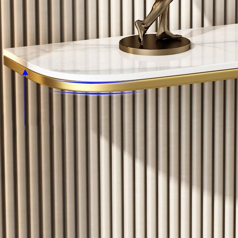 12 Inch Wide Glam Accent Table Stone Half Moon Console Table for Hall