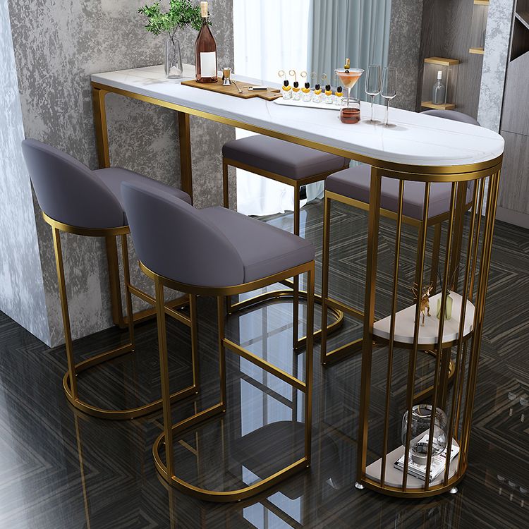 Industrial Black Iron Bar Table Faux Marble White Specialty Top 41.3"H Bistro Table Clearhalo 'Bar Furniture' 'Bar Tables' 'bar_tables' 'furn' 'furn_bar_tables' 'Furniture' 'furniture_bar_tables' 'Kitchen & Dining Furniture' 1200x1200_d9c3a5e4-6fe3-4092-9df8-dbf4d077c25a