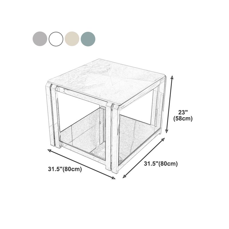 棚付きの石の上端テーブルグラムフレームソファのサイドテーブルリビングルーム