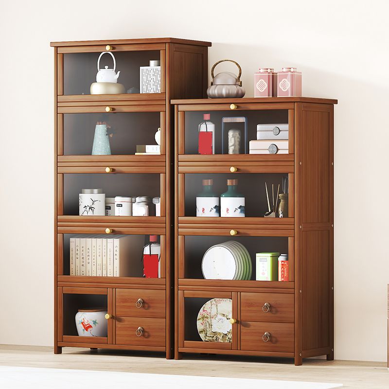 Mid-Century Modern Wood Accent Cabinet 26.4" W Glass Paned Chest in Brown Clearhalo 'Cabinets & Chests' 'cabinets_chests' 'furn' 'furn_cabinets_chests' 'Furniture' 'Living Room Furniture' 1200x1200_d9c7ba17-7459-488d-9c28-99ec1018c19a