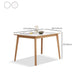 Mesa de comedor rectangular de piedra moderna con patas de madera para comedor