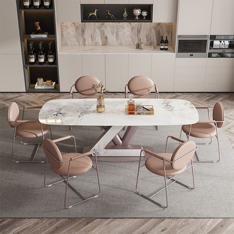 Nordic Glam Style 1/4/5/7 Pieces Dining Sintered Stone Dining Table Set with Metal Legs Clearhalo 'Dining Room Sets' 'Dining Tables & Seating' 'dining_room_set' 'furn' 'furn_dining_room_set' 'Furniture' 'furniture_dining_room_set' 'Kitchen & Dining Furniture' 1200x1200_d9cb8823-2507-4010-8314-85f0678214bd
