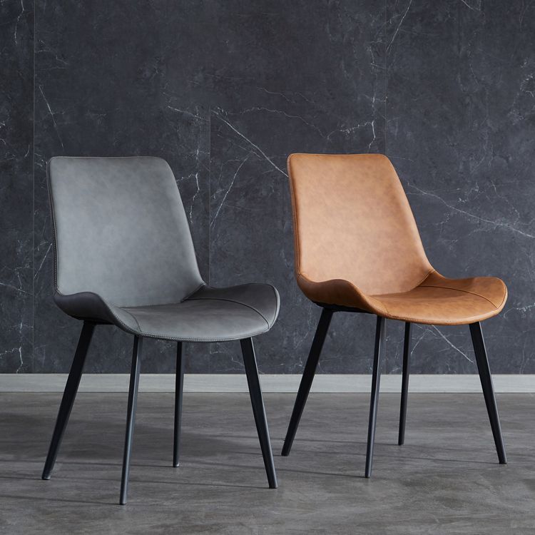 Restaurant Contemporary Leather Side Chair Solid Back Dining Chair Clearhalo ' kitchen&dining_furn' 'Dining Chairs' 'Dining Tables & Seating' 'dining_chair' 'furn' 'furn_dining_chair' 'Furniture' 'furniture_dining_chair' 'Kitchen & Dining Furniture' 'kitchen' 1200x1200_d9cdf7fd-74a8-4837-bdf5-53cf1197028c