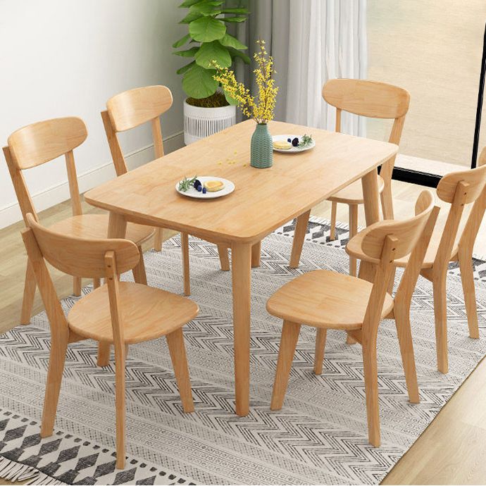 Simplicity Rectangle Dining Table Oak Solid Wood Table with 4 Legs for Dining Room Clearhalo ' dining_table' 'Dining Tables & Seating' 'Dining Tables' 'furn' 'furn_dining_table' 'Furniture' 'furniture_dining_table' 'Kitchen & Dining Furniture' 'kitchen&dining_furn' 'kitchen' 'kitchen_dining_table' 1200x1200_d9ce5e3a-04d1-4269-83ec-dc86af260d9a