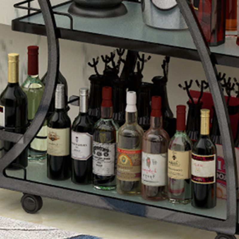 Modern Style Metal Prep Table 31.5"H Rolling Glass Prep Table for Home Use Clearhalo 'furn' 'furn_kitchen_islands_carts' 'Furniture' 'Kitchen & Dining Furniture' 'Kitchen Islands & Carts' 'kitchen_islands_carts' 1200x1200_d9ce88e3-21fe-4304-b598-6708fb2ef5a4