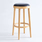 Modern Round Bar Stool Oak Solid Wood Bar Stool with PU Leather Clearhalo 'Bar Furniture' 'Bar Stools' 'bar_stools' 'furn' 'furn_bar_stools' 'Furniture' 'Kitchen & Dining Furniture' 1200x1200_d9cf2348-5eb9-4653-903e-7c5908ebb5f4