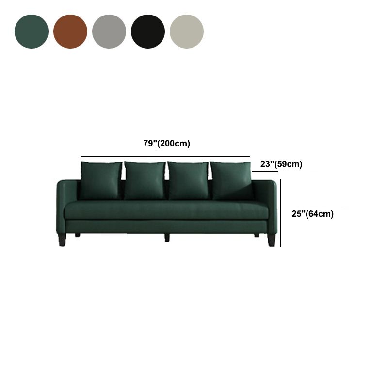 Faux Leather Sofa 78.74" W x 25.19" D x 23.22" H Square Arm Sofa for Living Room Clearhalo 'furn' 'furn_sofas' 'Furniture' 'Living Room Furniture' 'Sofa' 'sofas' 1200x1200_d9d09b9d-8948-42f0-aa1b-65dde40ace8f