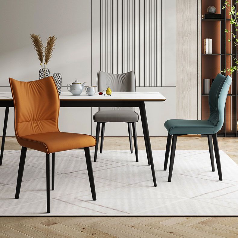 Contemporary Restaurant Leather Side Chair Matte Finish Solid Back Dining Chair Clearhalo 'Dining Chairs' 'Dining Tables & Seating' 'dining_chair' 'furn' 'furn_dining_chair' 'Furniture' 'Kitchen & Dining Furniture' 1200x1200_d9d393b7-474e-4b0f-83e1-4ff86c81e77c