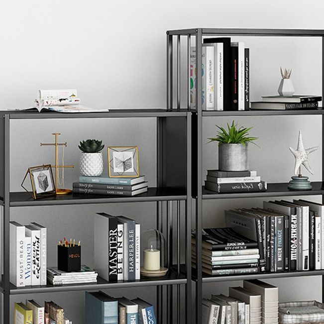 Modern Style Metal Bookshelf Black Open Back Bookcase for Home Office Clearhalo 'Bookcases' 'furn' 'furn_bookcases' 'Furniture' 'Office Furniture' 1200x1200_d9d3b521-addb-4cfa-8421-2b4e22f1a529
